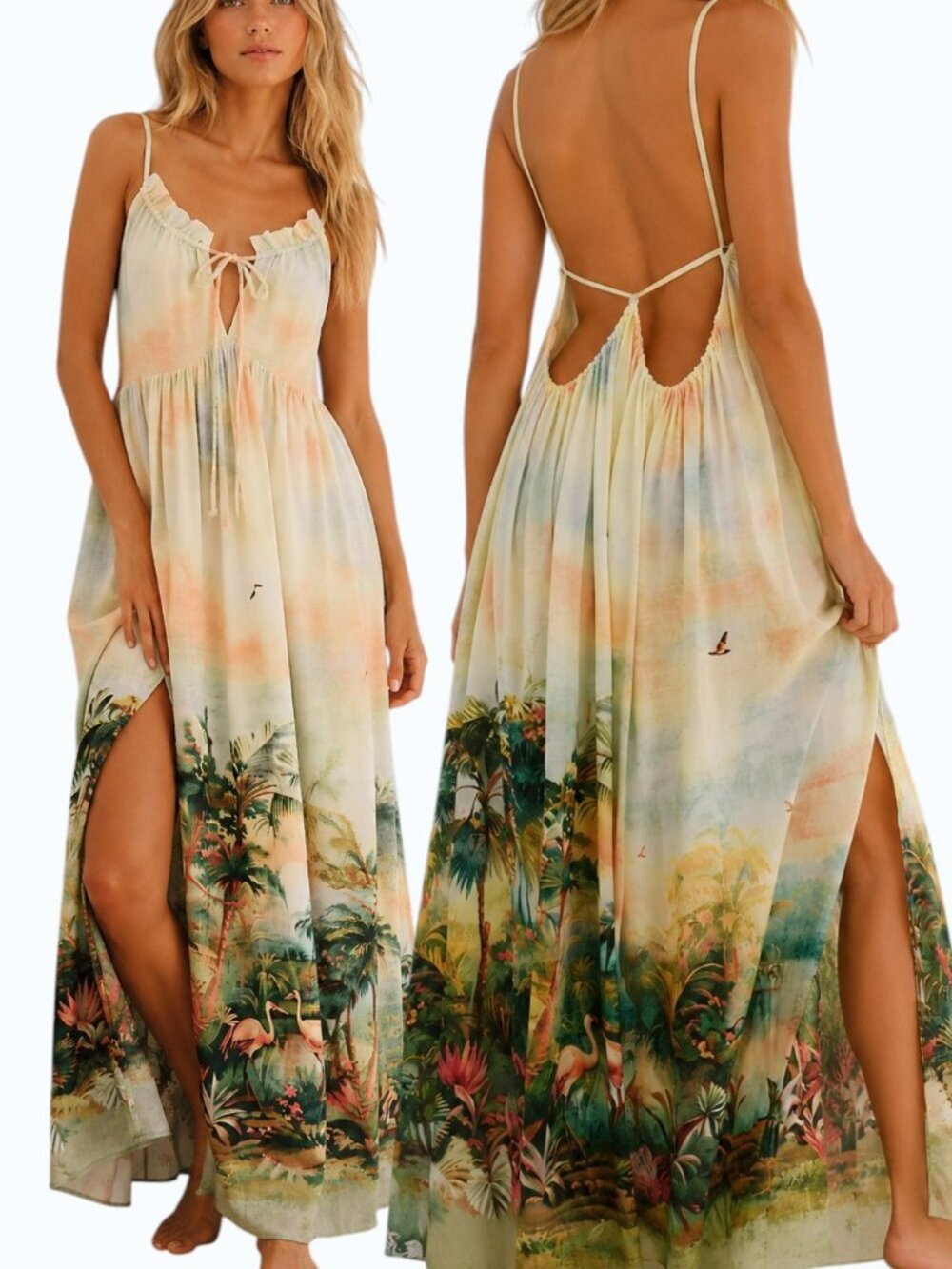NEW Celandine Anthropologie Sleeveless Scenic Maxi Dress XS 8542